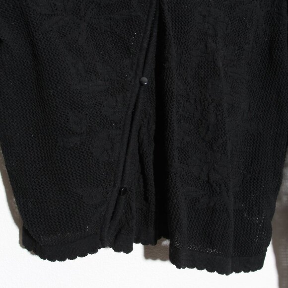 By Anthropologie Sheer Lace Bias-Cut Cardigan Sweater Asymmetrical Floral Black - Picture 8 of 16